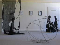 Egg wireframe sculpture on the stage