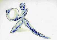 Nathaniel Bolton drawing of a figure with a drum from the Tarantella rehearsal