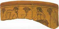 Fragment of ancient potter of the tarantella