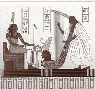 Heiroglyph of a man playing a harp
