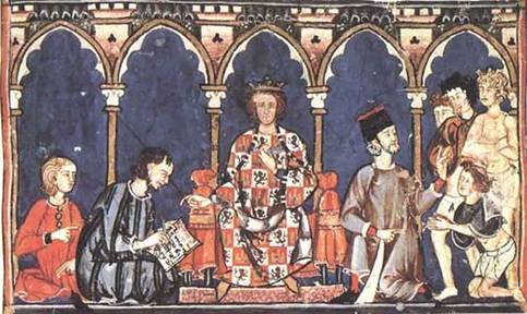 Medieval illustration of a court