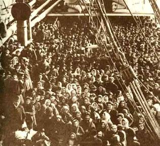 Ship's deck loaded with people